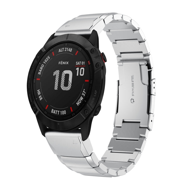 Compatible with Garmin Fenix 6X Pro 26mm Tortoise Shell Stainless Steel Watch Band(Sliver)