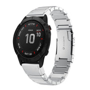 Compatible with Garmin Fenix 6X Pro 26mm Tortoise Shell Stainless Steel Watch Band(Sliver)