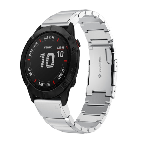 Compatible with Garmin Fenix 6X Pro 26mm Tortoise Shell Stainless Steel Watch Band(Sliver)