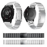 Compatible with Garmin Fenix 6X Pro 26mm Tortoise Shell Stainless Steel Watch Band(Black)