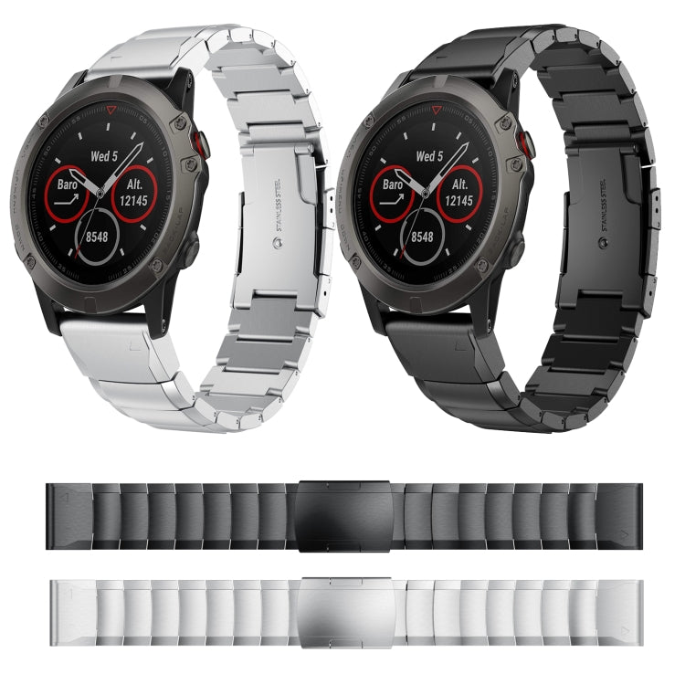 Compatible with Garmin Fenix 5X Sapphire 26mm Tortoise Shell Stainless Steel Watch Band(Black)