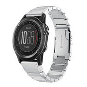 Compatible with Garmin Fenix 3 HR 26mm Tortoise Shell Stainless Steel Watch Band(Sliver)