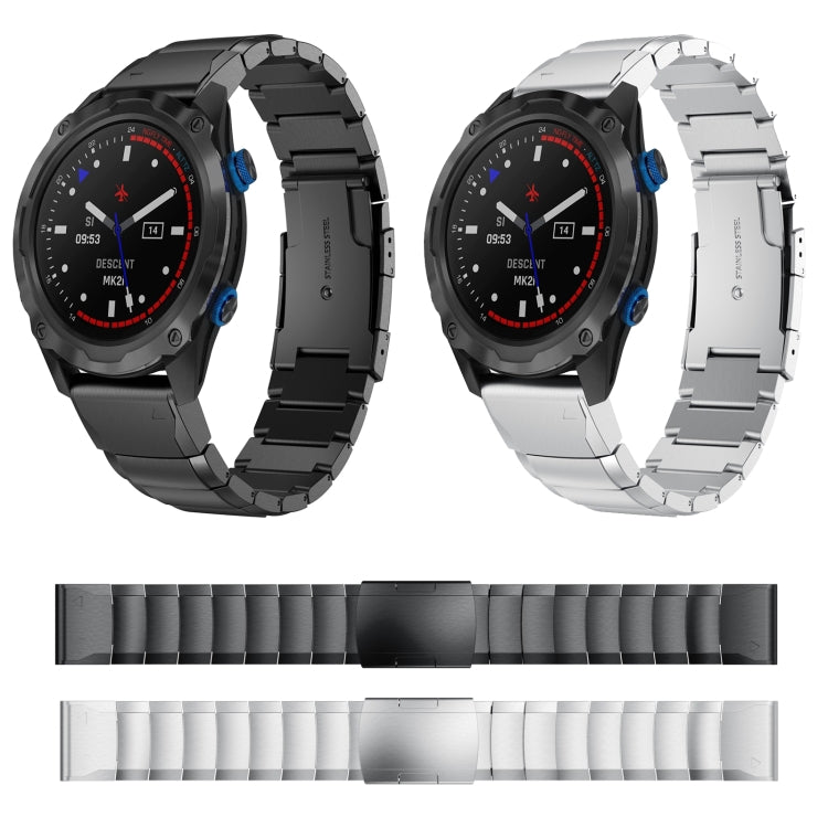 Compatible with Garmin Descent MK 2 26mm Tortoise Shell Stainless Steel Watch Band(Sliver)