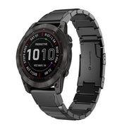 Compatible with Garmin Fenix 7 22mm Tortoise Shell Stainless Steel Watch Band(Black)