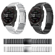 Compatible with Garmin Fenix 7 22mm Tortoise Shell Stainless Steel Watch Band(Black)