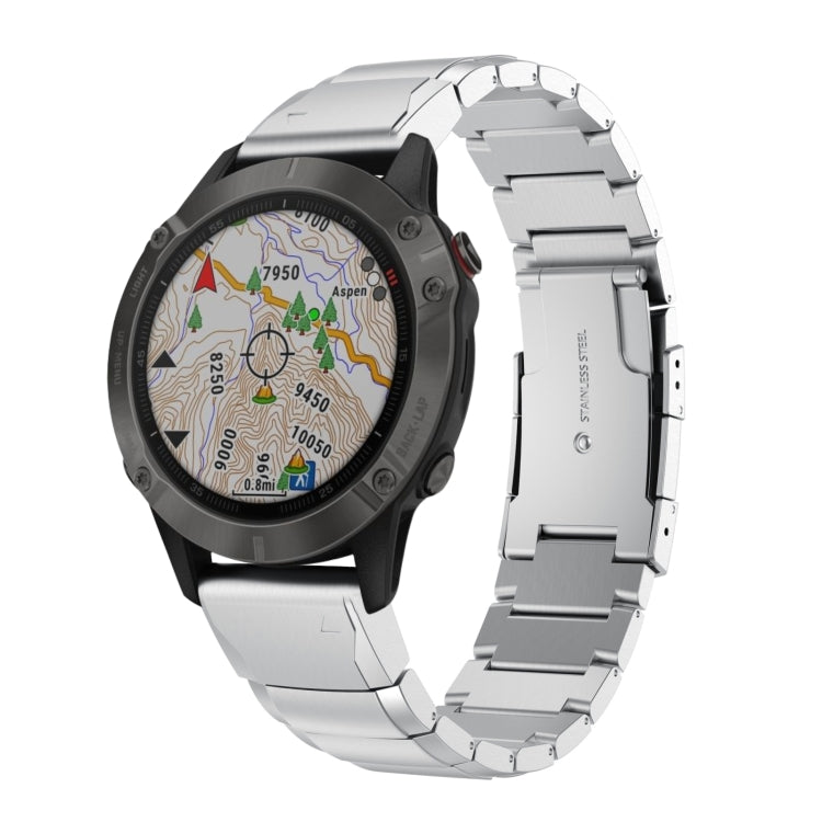 Compatible with Garmin Fenix 6 GPS 22mm Tortoise Shell Stainless Steel Watch Band(Silver)