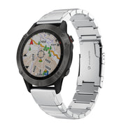 Compatible with Garmin Fenix 6 GPS 22mm Tortoise Shell Stainless Steel Watch Band(Silver)