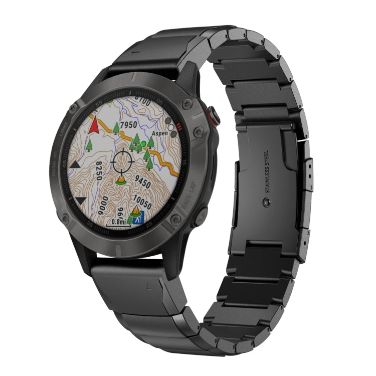 Compatible with Garmin Fenix 6 GPS 22mm Tortoise Shell Stainless Steel Watch Band(Black)