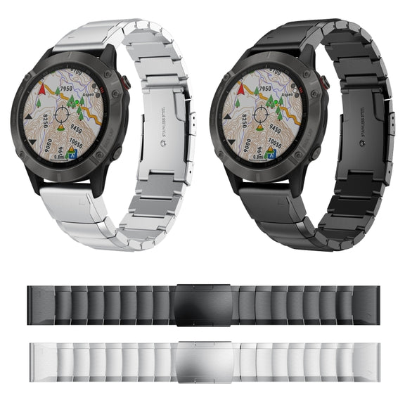 Compatible with Garmin Fenix 6 GPS 22mm Tortoise Shell Stainless Steel Watch Band(Silver)