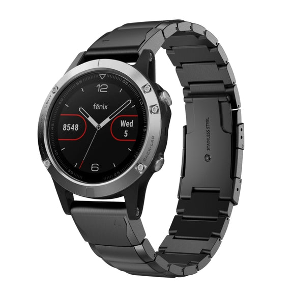 Compatible with Garmin Fenix 5 22mm Tortoise Shell Stainless Steel Watch Band(Black)
