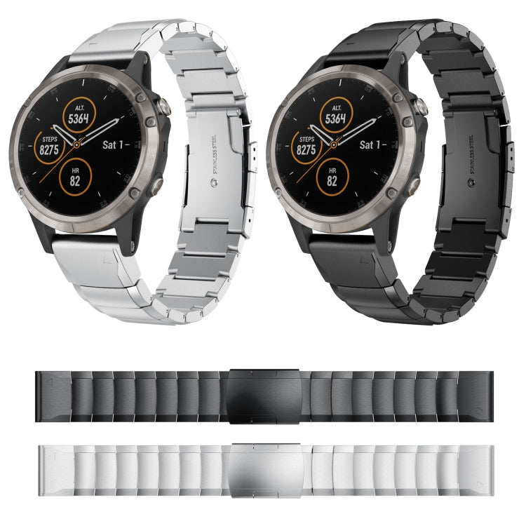 Compatible with Garmin Fenix 5 Plus 22mm Tortoise Shell Stainless Steel Watch Band(Black)