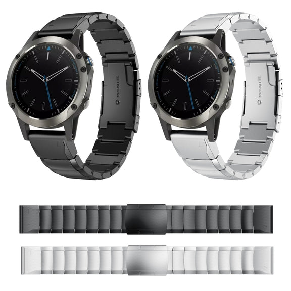 Compatible with Garmin Quatix 5 22mm Tortoise Shell Stainless Steel Watch Band(Black)