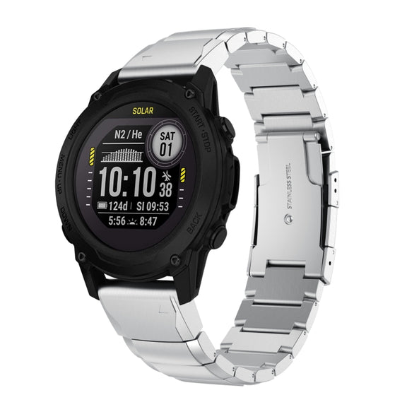 Compatible with Garmin Descent G1 22mm Tortoise Shell Stainless Steel Watch Band(Silver)