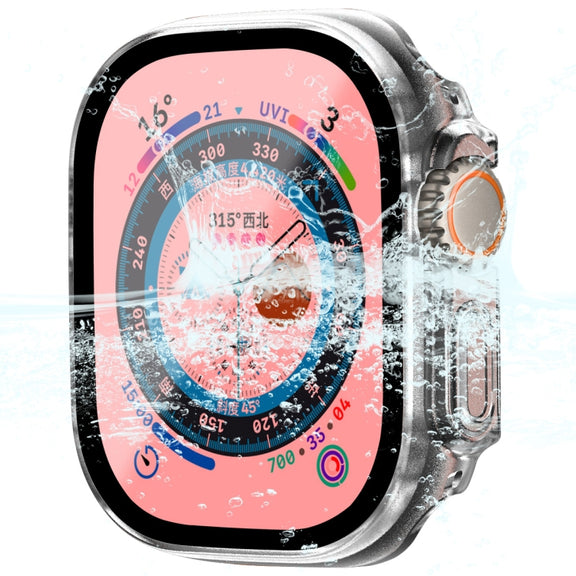 For Apple Watch Ultra / Ultra 2 49mm ENKAY Hat-Prince Water-resistant Full Coverage PC Frame + 9H Tempered Glass Case(Transparent)