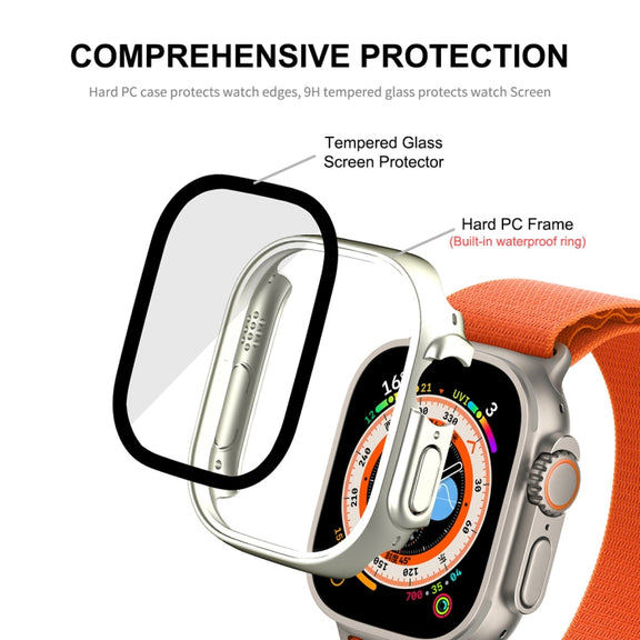 For Apple Watch Ultra / Ultra 2 49mm ENKAY Hat-Prince Water-resistant Full Coverage PC Frame + 9H Tempered Glass Case(White)