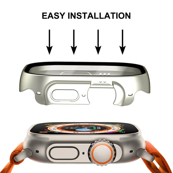 For Apple Watch Ultra / Ultra 2 49mm ENKAY Hat-Prince Water-resistant Full Coverage PC Frame + 9H Tempered Glass Case(White)