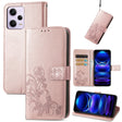 For Xiaomi Redmi Note 12 5G Global Four-leaf Clasp Embossed Buckle Leather Phone Case(Rose Gold) - free shipping - PMC TechLife - Order now!