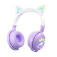 KE28 RGB Cute Cat Ears Bluetooth Wireless Music Headset with Detachable Mic(Pinple) - Headset & Headphone by PMC TechLife | Online Shopping South Africa | PMC TechLife