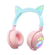 KE28 RGB Cute Cat Ears Bluetooth Wireless Music Headset with Detachable Mic(Pink+Blue) - Headset & Headphone by PMC TechLife | Online Shopping South Africa | PMC TechLife