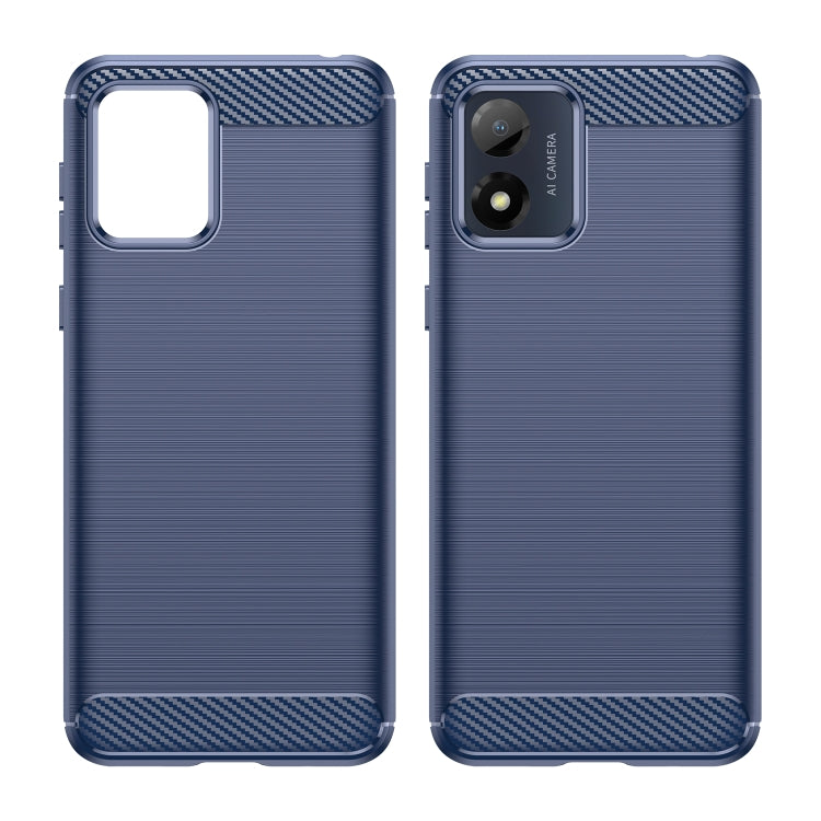 For Motorola Moto E13 Brushed Texture Carbon Fiber TPU Phone Case(Blue)