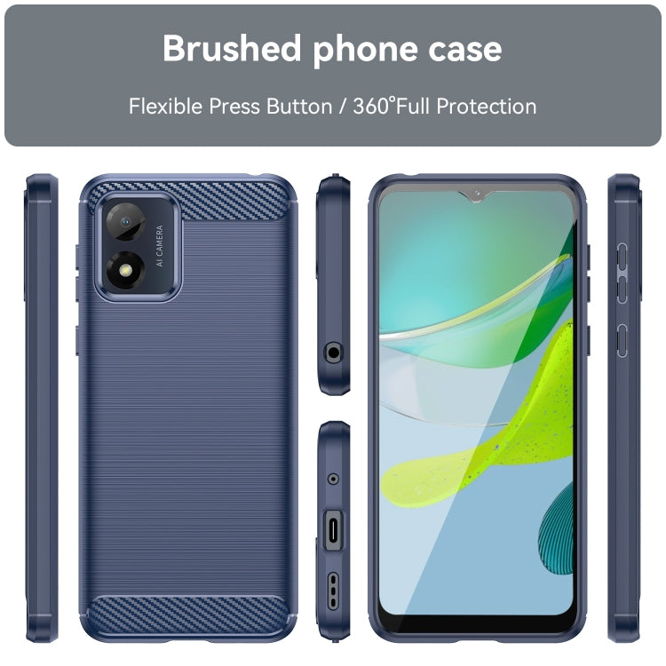 For Motorola Moto E13 Brushed Texture Carbon Fiber TPU Phone Case(Blue)
