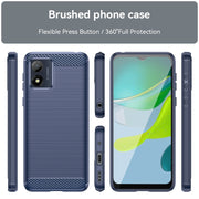 For Motorola Moto E13 Brushed Texture Carbon Fiber TPU Phone Case(Blue)