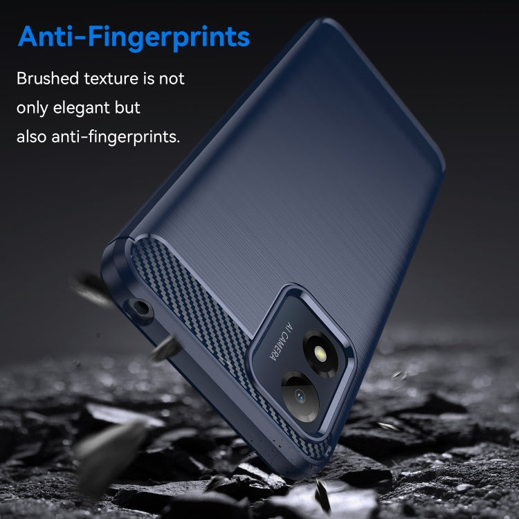 For Motorola Moto E13 Brushed Texture Carbon Fiber TPU Phone Case(Blue)