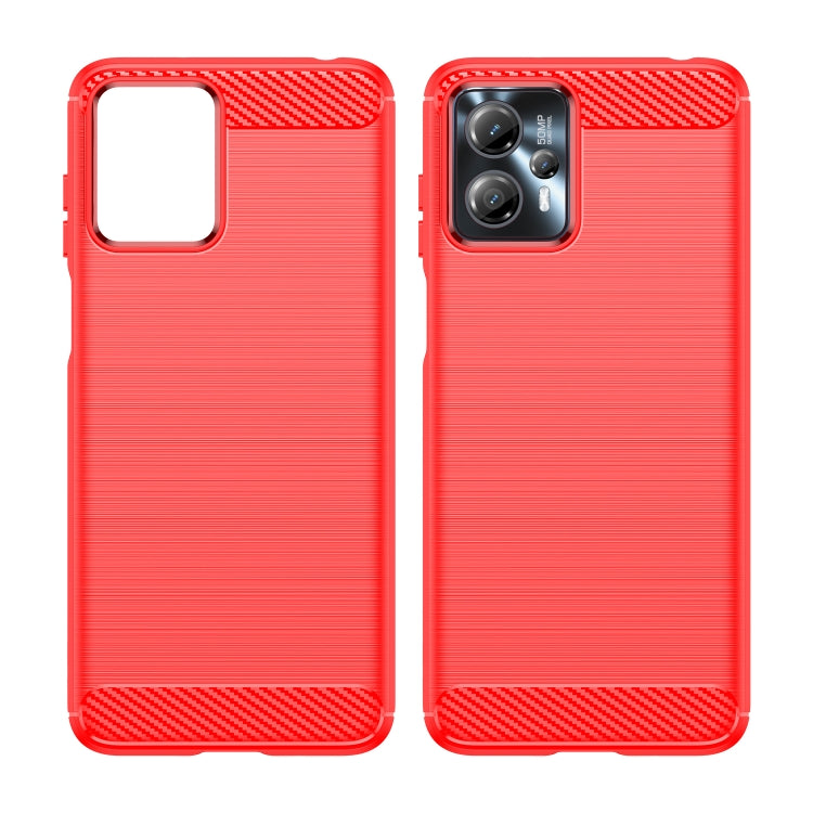 For Motorola Moto G13 Brushed Texture Carbon Fiber TPU Phone Case(Red)