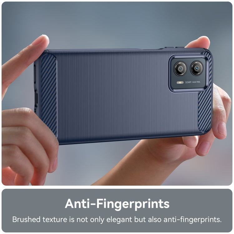 For Motorola Moto G53 5G Brushed Texture Carbon Fiber TPU Phone Case(Blue)