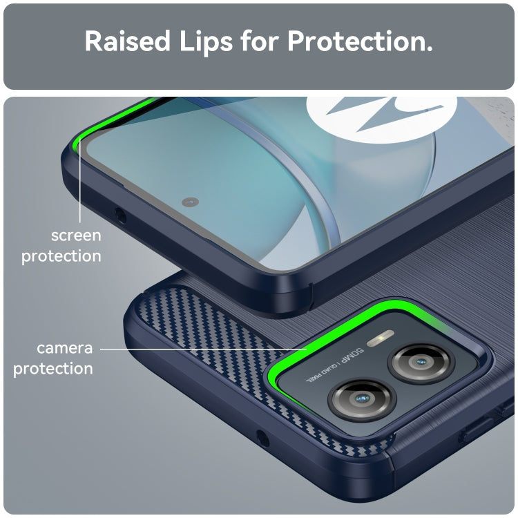 For Motorola Moto G53 5G Brushed Texture Carbon Fiber TPU Phone Case(Blue)