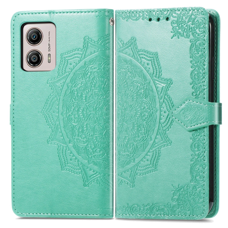 For Motorola  Moto G53 5G Mandala Flower Embossed Horizontal Flip Leather Phone Case(Green)