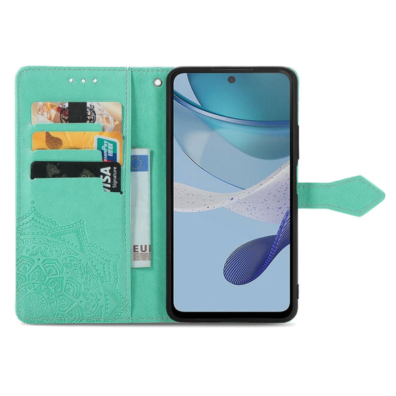For Motorola  Moto G53 5G Mandala Flower Embossed Horizontal Flip Leather Phone Case(Green)