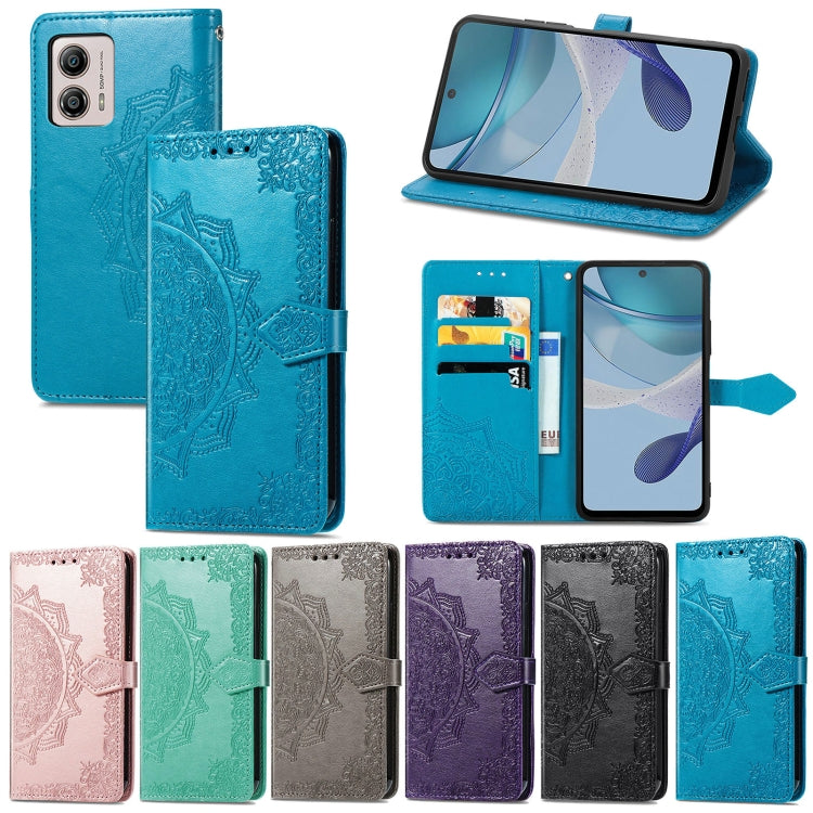 For Motorola  Moto G53 5G Mandala Flower Embossed Horizontal Flip Leather Phone Case(Green)