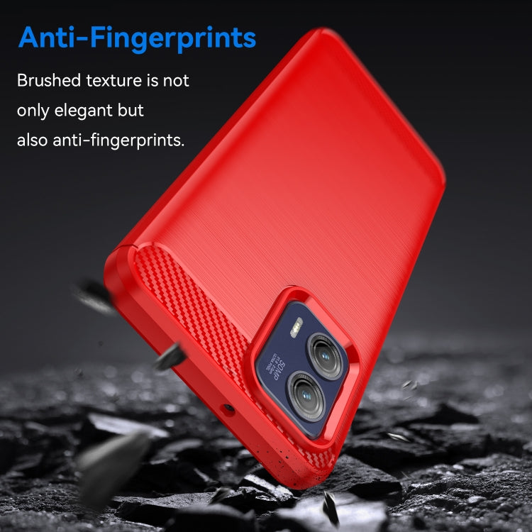 For Motorola Moto G73 Brushed Texture Carbon Fiber TPU Phone Case(Red)