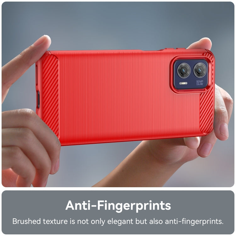 For Motorola Moto G73 Brushed Texture Carbon Fiber TPU Phone Case(Red)