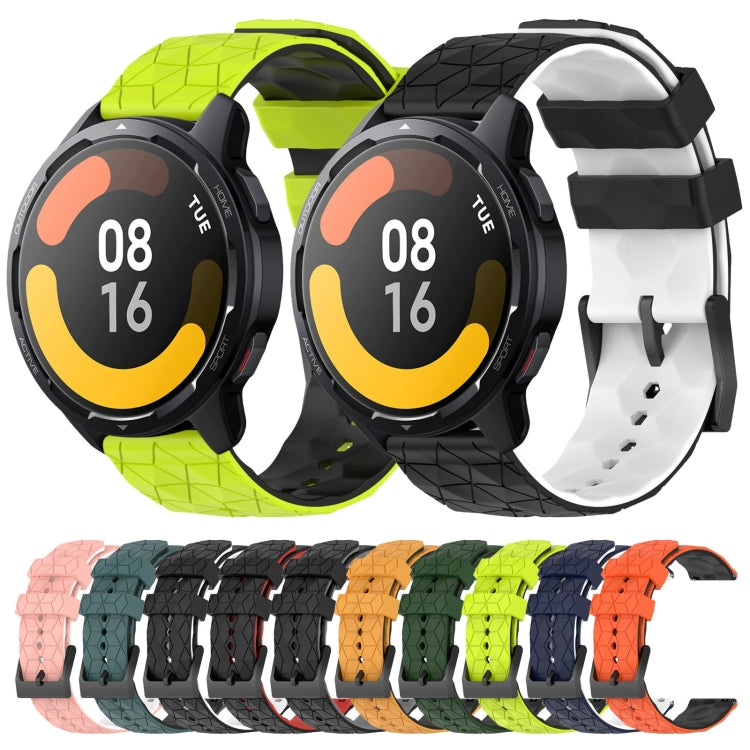 For Xiaomi MI Watch S1 Active 22mm Football Pattern Two-Color Silicone Watch Band(Olive Green + Black)