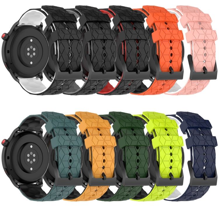 For Xiaomi MI Watch S1 Active 22mm Football Pattern Two-Color Silicone Watch Band(Olive Green + Black)