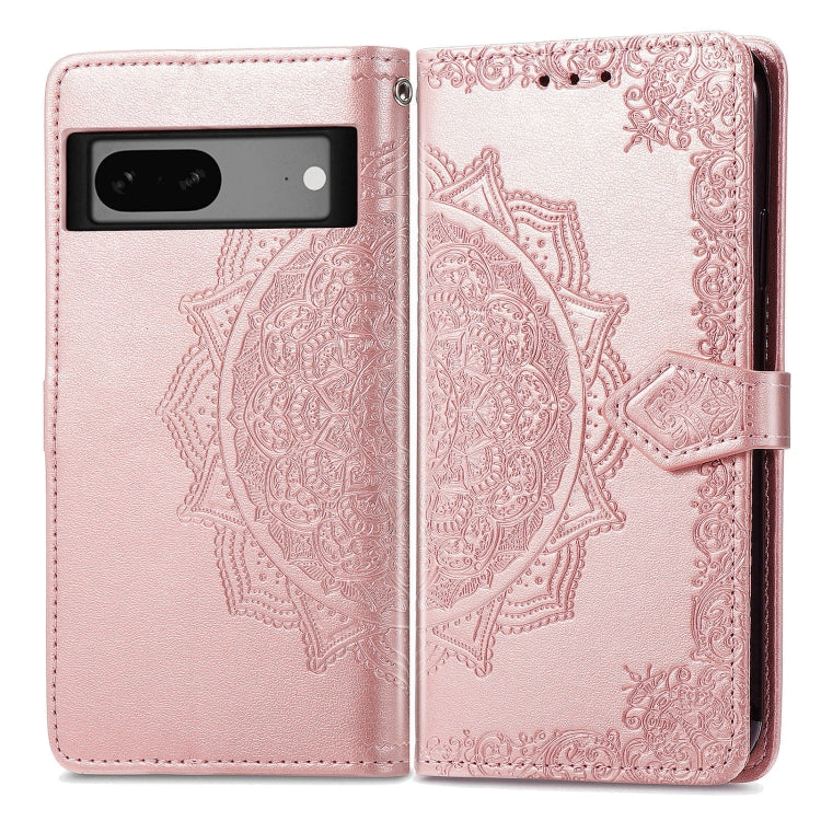 For Google Pixel 7A Mandala Flower Embossed Leather Phone Case(Rose Gold)