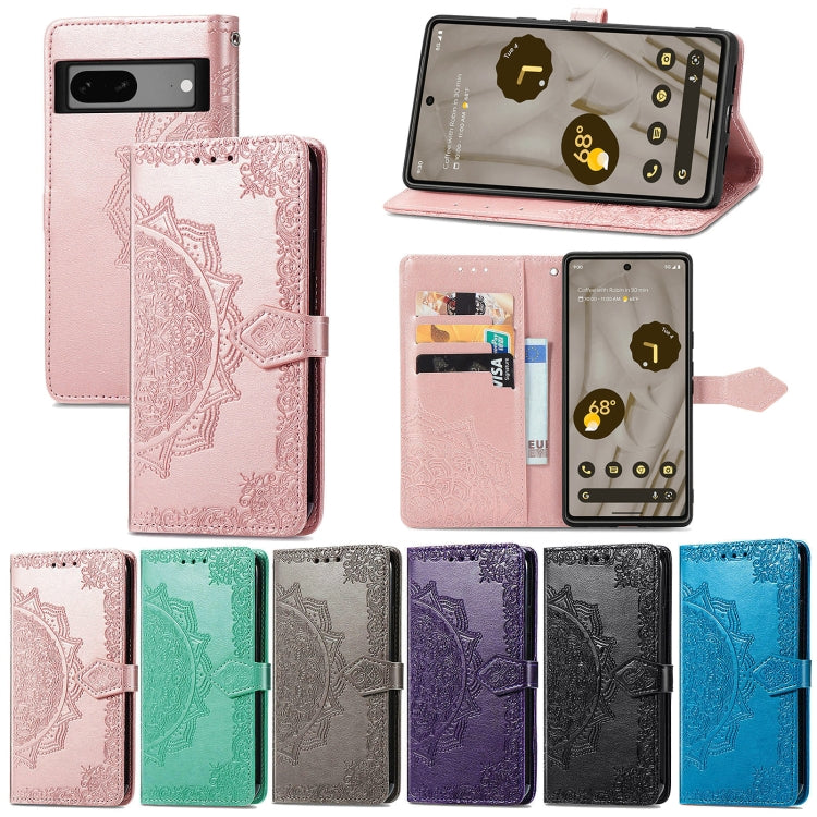 For Google Pixel 7A Mandala Flower Embossed Leather Phone Case(Rose Gold)