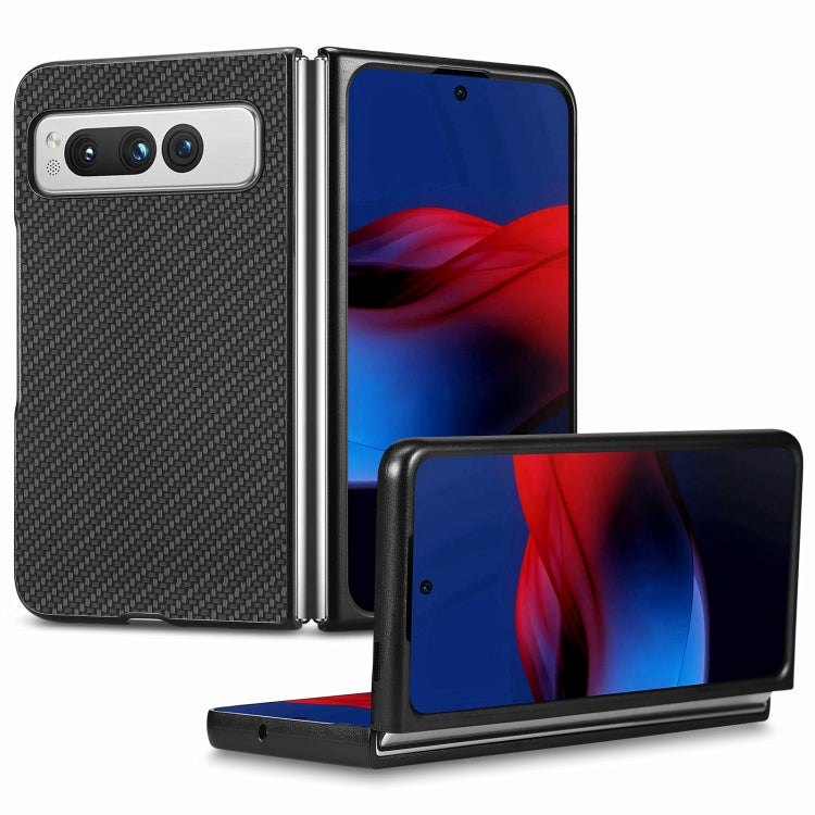 For Google Pixel Fold Carbon Fiber Texture Leather Back Cover Phone Case(Black)
