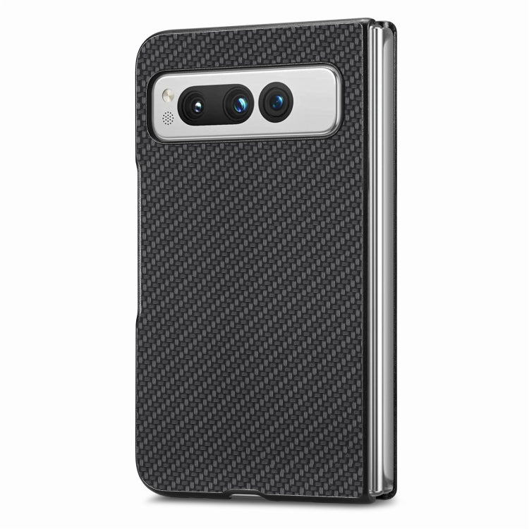 For Google Pixel Fold Carbon Fiber Texture Leather Back Cover Phone Case(Black)