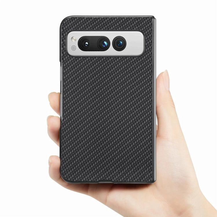 For Google Pixel Fold Carbon Fiber Texture Leather Back Cover Phone Case(Black)