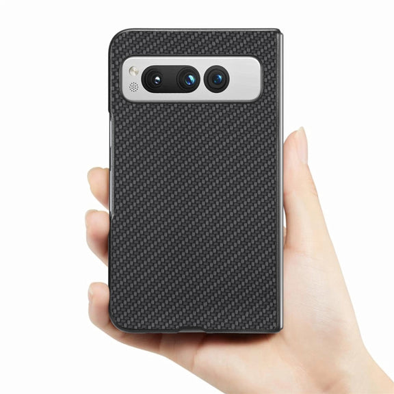 For Google Pixel Fold Carbon Fiber Texture Leather Back Cover Phone Case(Black)