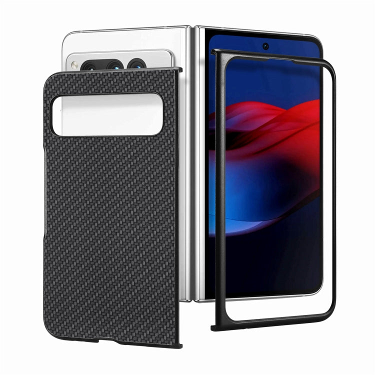 For Google Pixel Fold Carbon Fiber Texture Leather Back Cover Phone Case(Black)