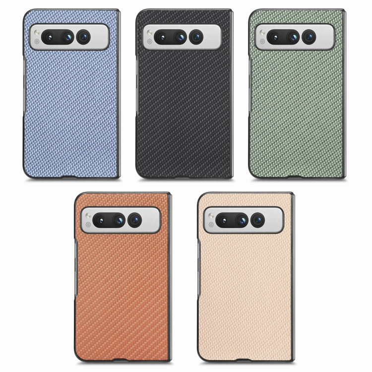 For Google Pixel Fold Carbon Fiber Texture Leather Back Cover Phone Case(Black)