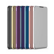 For Samsung Galaxy A34 5G Plated Mirror Horizontal Flip Leather Phone Case with Holder(Blue)