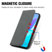 For Honor X6 Retro Skin Feel Magnetic Flip Leather Phone Case(Gray)
