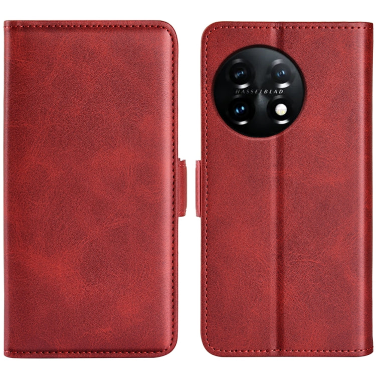 For OnePlus 11 Dual-side Magnetic Buckle Leather Phone Case(Red)