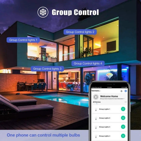 DP01 2pcs TUYA WiFi Smart Light Bulb 15W E26 E27 RGB + White + Warm White LED Bulb