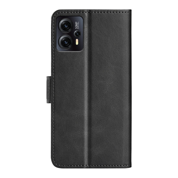 For Motorola Moto E13 Dual-side Magnetic Buckle Horizontal Flip Leather Phone Case(Black)